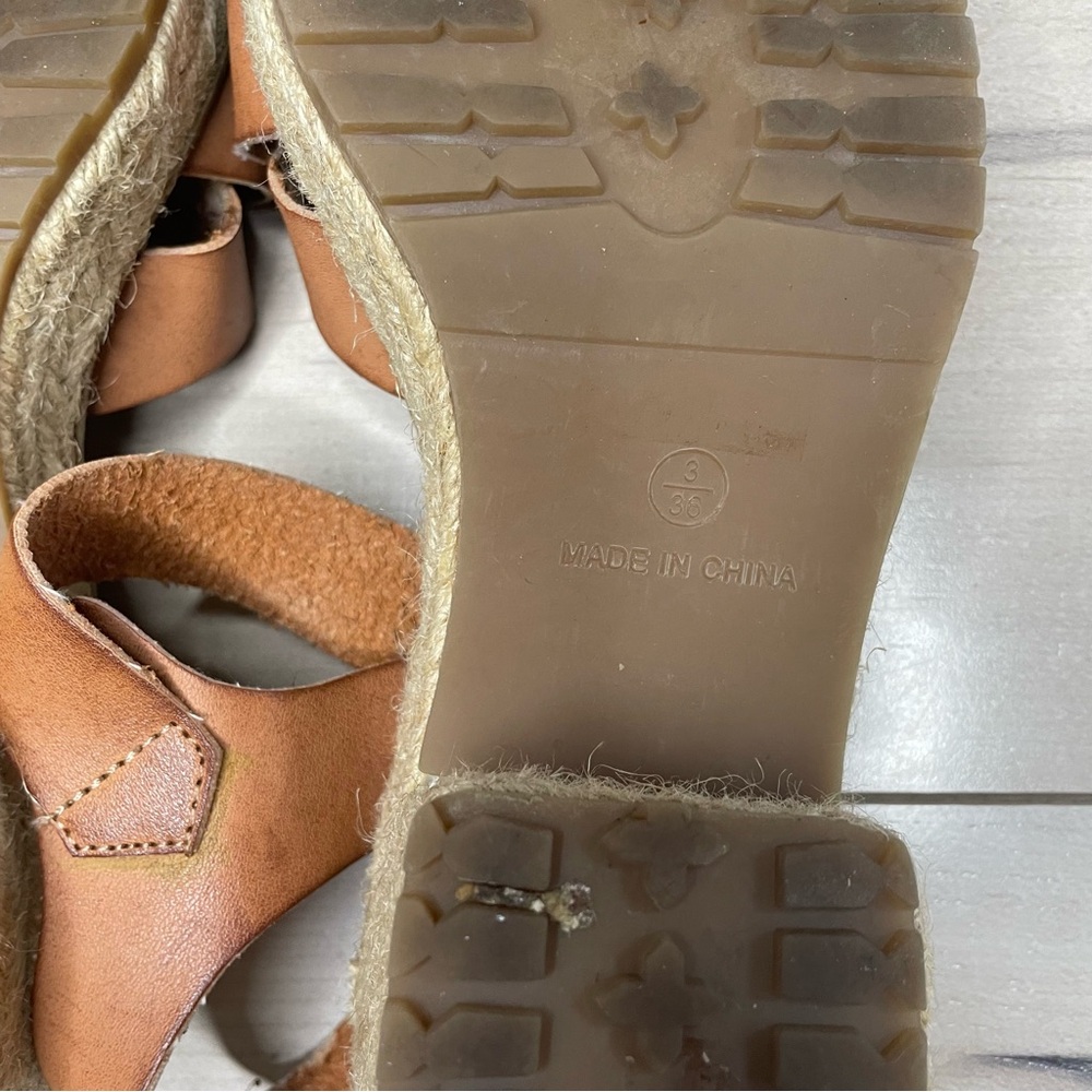 Boho Hippie Brown Leather Chunky Sandal size Uk3/Us5 - Picture 6 of 6